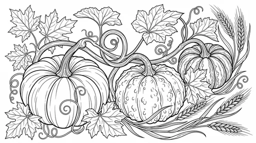 Autumn Heirloom Pumpkins Coloring Page