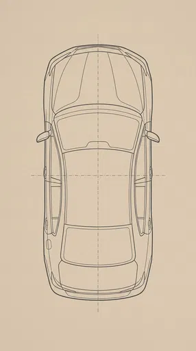 Top-Down Sedan Technical Line Illustration