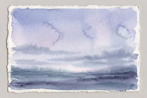 Periwinkle Watercolor Horizon on Artisanal Paper