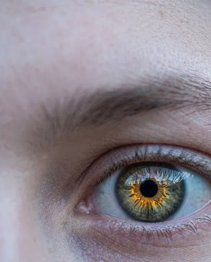 Macro Close-Up of Green-Hazel Human Eye