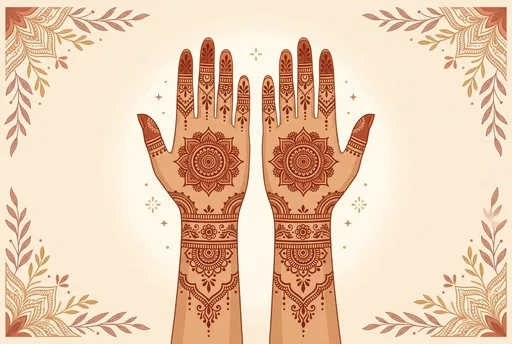 Symmetrical Hands With Henna Mandala Patterns
