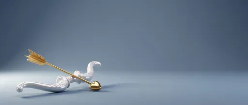 Porcelain Cupid Bow and Gold Arrow
