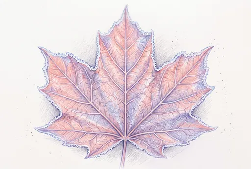 Pastel Colored Pencil Frosted Maple Leaf