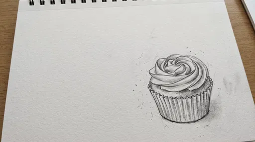 Graphite Cupcake Sketch on Blank Pad