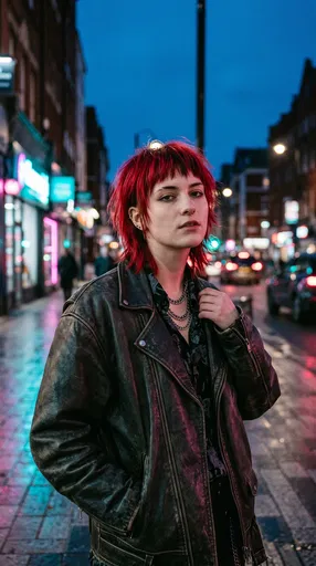 Edgy Person With Red Hair at Dusk