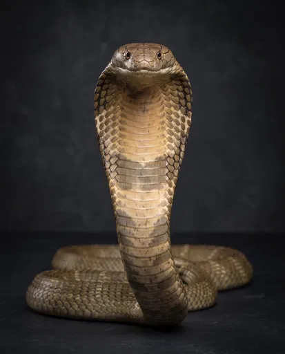 King Cobra Studio Portrait on Dark Background