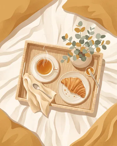 Cozy Morning Breakfast Tray Illustration