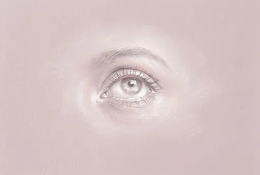 Delicate Silverpoint Eye Drawing on Rose Paper