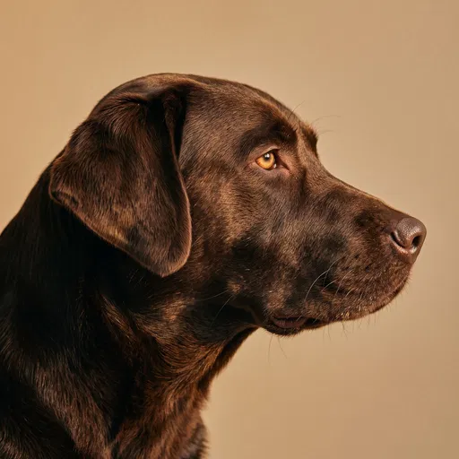Chocolate Labrador Side Profile Studio Portrait