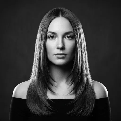 Monochrome Portrait of Woman With Layered Hair