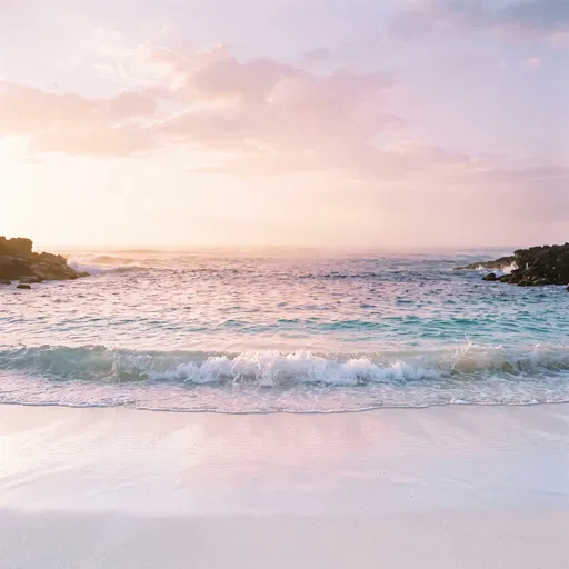 Pastel Sunset Wave on White Sand Beach