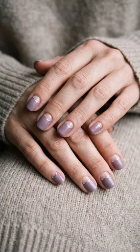 Manicured Hands with Purple Silver Nails