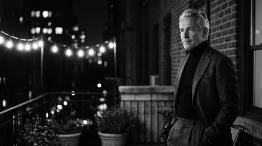 Silver-Haired Man on Night Terrace