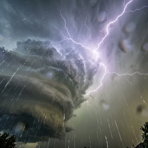 Lightning Bolt Illuminating Dark Supercell Storm