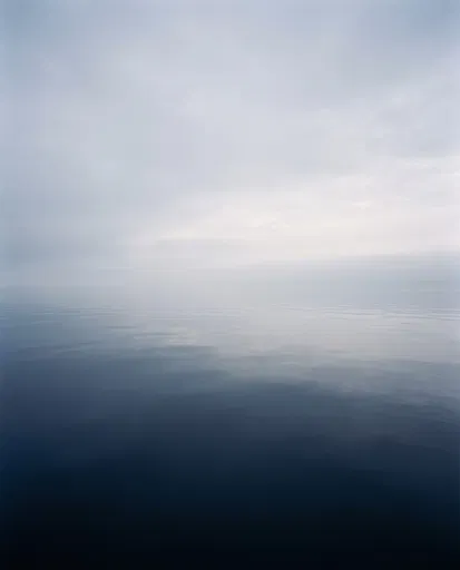Minimalist Misty Ocean Horizon Seascape