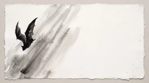 Monochrome Ink Wash Painting of Diving Bat