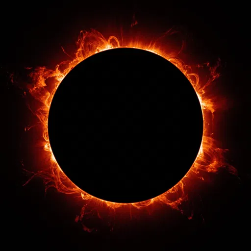 Total Eclipse With Fiery Solar Flares
