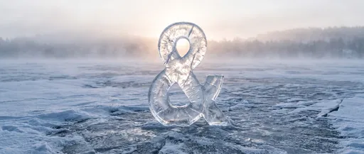 Ice Ampersand Sculpture on Frozen Lake