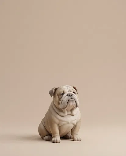 Stylized 3D English Bulldog on Beige Background