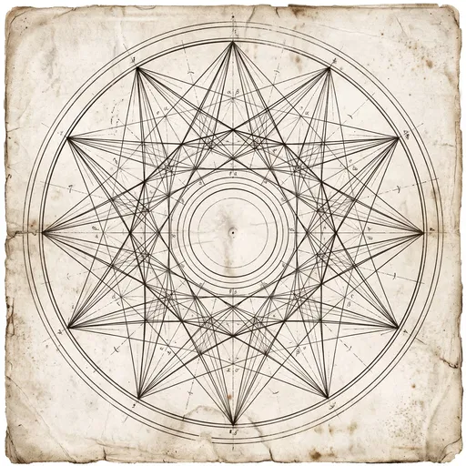 Archival Twelve-Pointed Star Geometric Diagram