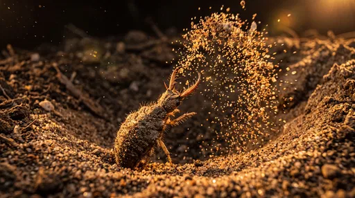 Antlion Larva Flicking Sand in Macro