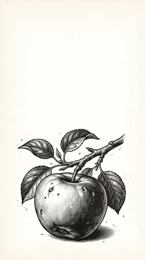 Vintage Woodcut Apple Illustration