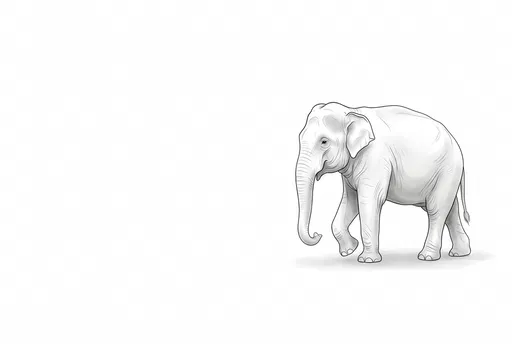 Minimalist Line Art Asian Elephant Illustration