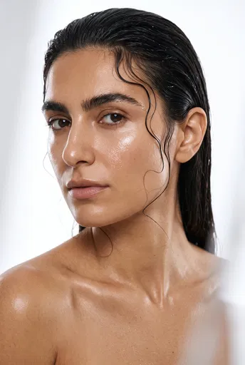 Dewy Skin Beauty Portrait With Wet Hair