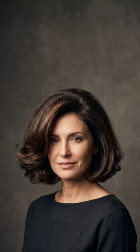 Woman With Voluminous Dark Brown Bob