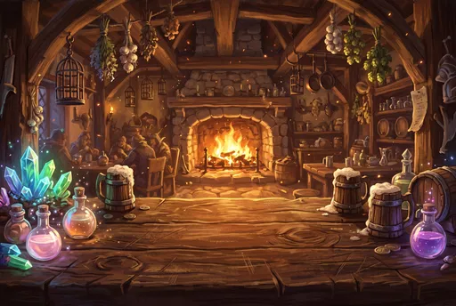 Magical Fantasy Tavern Counter Illustration