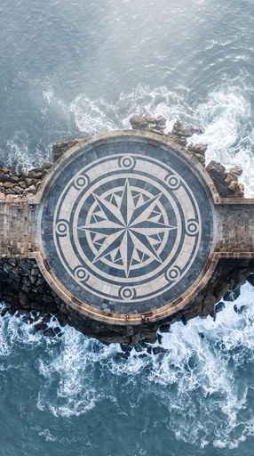 Aerial View of Coastal Compass Rose Plaza