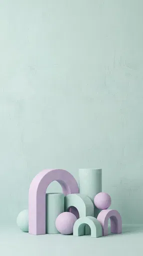 Pastel Mint and Lavender Geometric Plaster Shapes