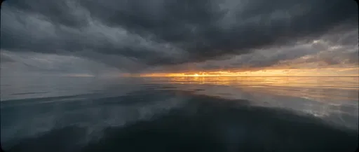 Stormy Ocean Horizon at Golden Hour