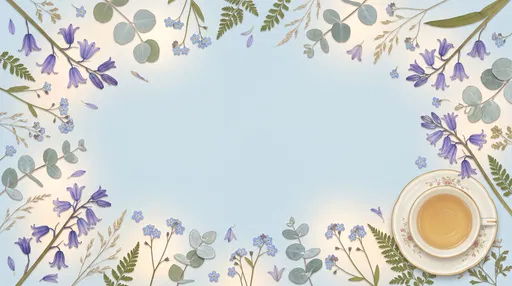 Spring Botanical Border With Porcelain Teacup