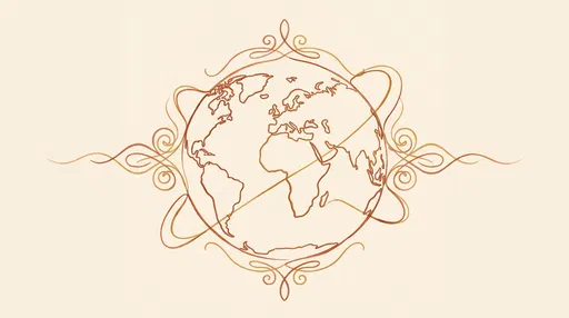 Ornate Line Art Globe Illustration