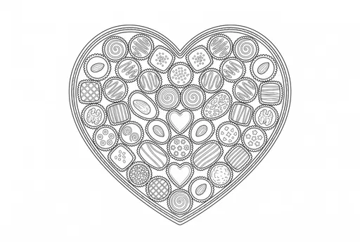 Heart Box of Chocolates Coloring Page