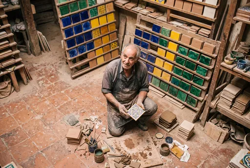 Artisan Tile Maker in Workshop