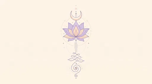 Minimalist Pastel Unalome and Lotus Symbol