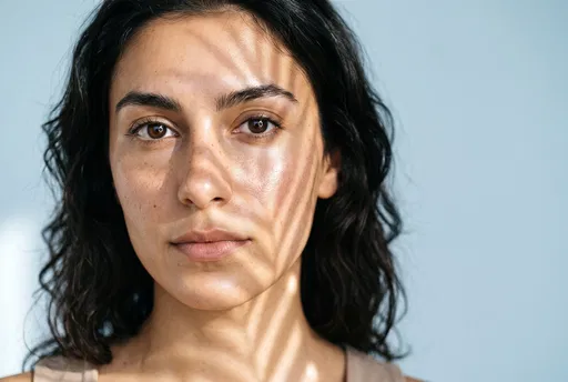 Close-Up Beauty Portrait of Mediterranean Woman