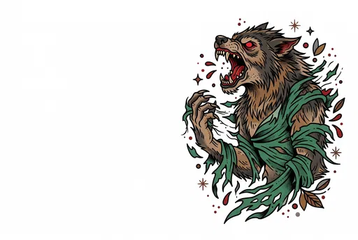 Traditional Werewolf Tattoo Flash Illustration