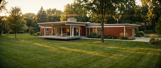 Mid-Century Modern Home at Golden Hour