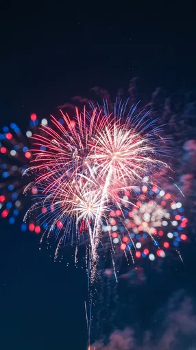 Red White and Blue Fireworks Display