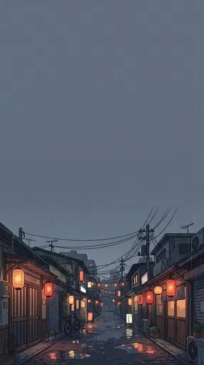 Rainy Alleyway Lo-Fi Illustration Background