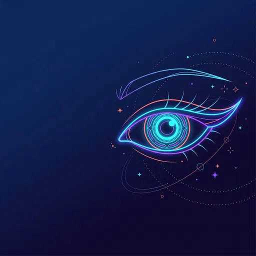 Neon Geometric Eye Graphic Illustration