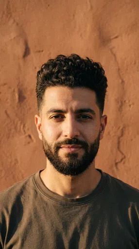 Portrait of Bearded Man with Curly Hair