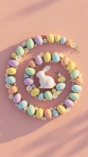 Pastel Easter Eggs and Bunny Spiral