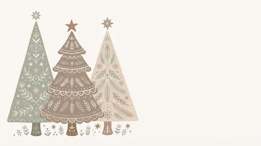 Scandinavian Folk Art Christmas Trees Illustration