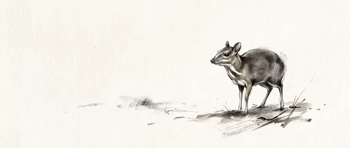 Minimalist Charcoal Illustration of Chevrotain Mouse-Deer