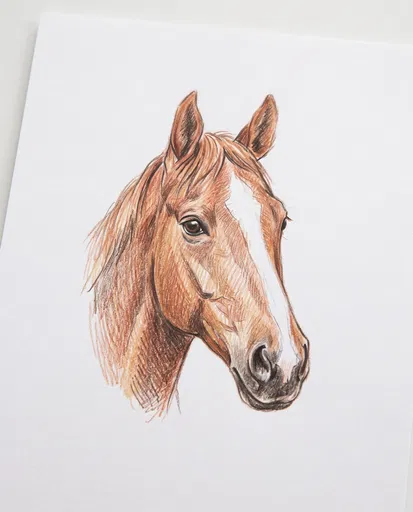 Colored Pencil Drawing of Chestnut Horse