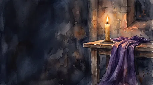 Watercolor Candle and Violet Altar Cloth